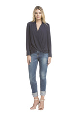 Lslv Twsit Front Blouse | Navy