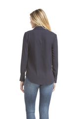 Lslv Twsit Front Blouse | Navy