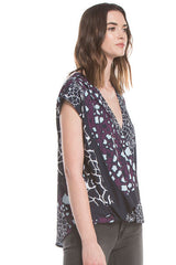 S/S Twist Front Blouse | Abstract Stone Prt