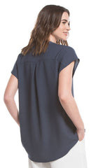 V-neck Slip-on Blouse | Ink