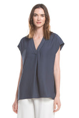 V-neck Slip-on Blouse | Ink