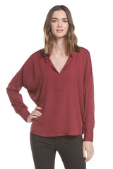 Drapped Collar Blouse | Wine