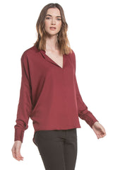 Drapped Collar Blouse | Wine