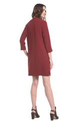 Mock Cutout Neck Dress | Wine