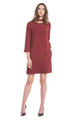 Mock Cutout Neck Dress | Wine