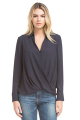 Lslv Twsit Front Blouse | Navy