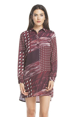 Lara Dress | Merlot Geo Brush